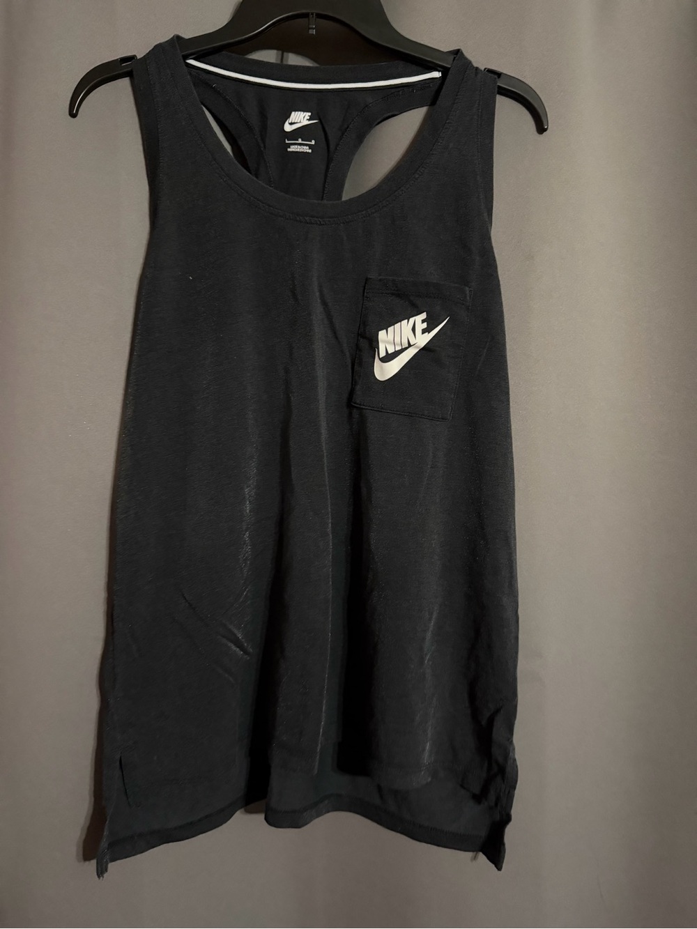 Nike Black Racerback Tank with Pocket Logo